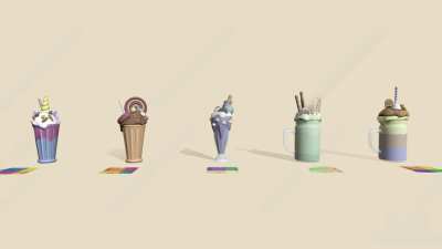 现代卡通冰淇淋3D模型下载